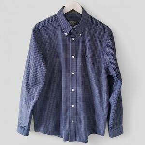 NWOT Eddie Bauer M Old Money Gingham Check Preppy Wrinkle Resistant Dress Shirt